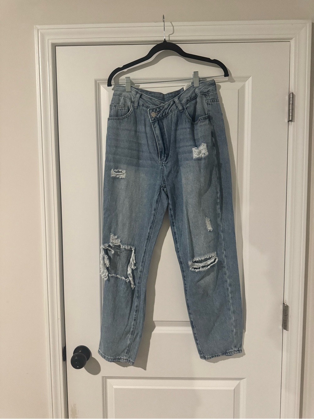 Light Blue Distressed Boyfriend Jeans